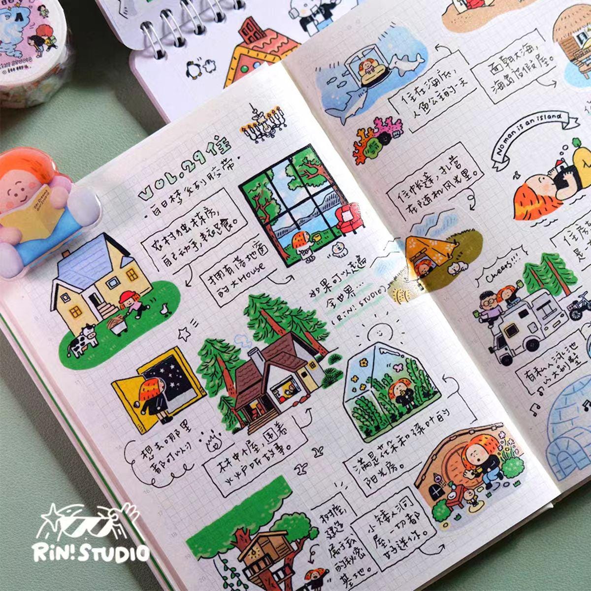 Dream House Washi Tape: Cabin, Beach, Farmland BuJo Stickers