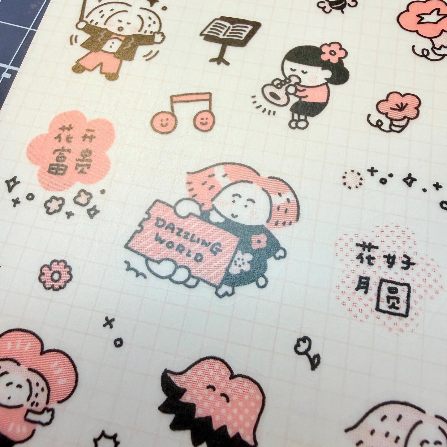 Flowers Sticker, Dazzling World Sticker, Monochrome Pink - RiN! Studio