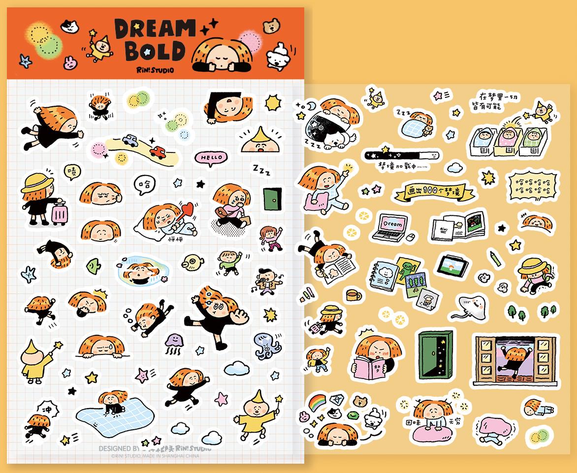 Dream Bold Washi Sticker Sheet, Kawaii Stickers