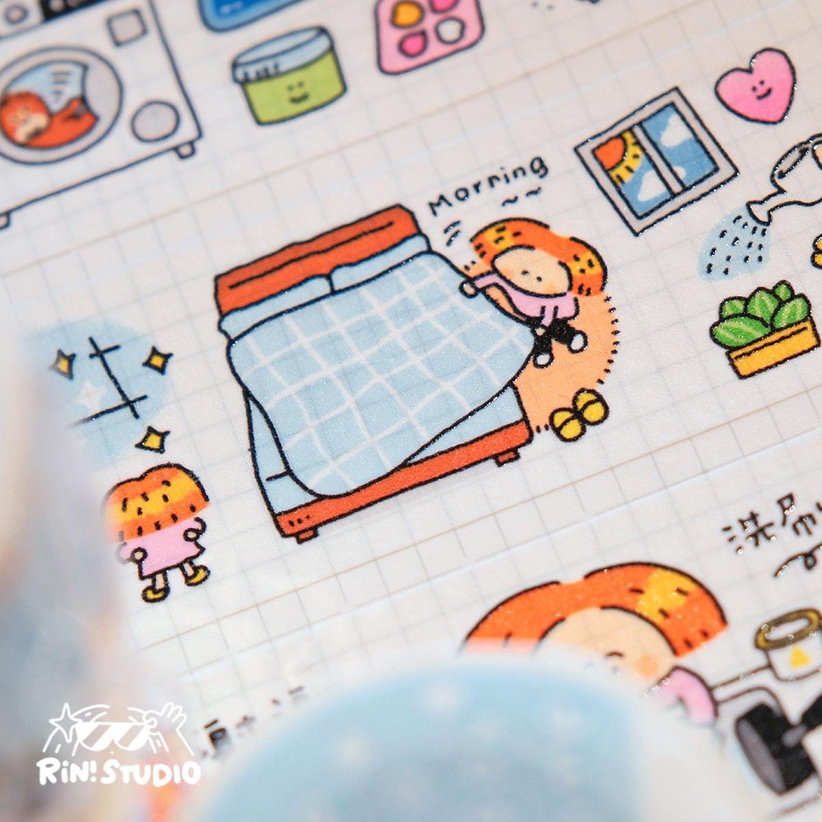 Chores Washi Tape Sticker Sheet, Home Cleaning, RiN! Studio