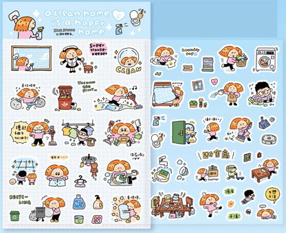 Chores Washi Tape Sticker Sheet, Home Cleaning, RiN! Studio
