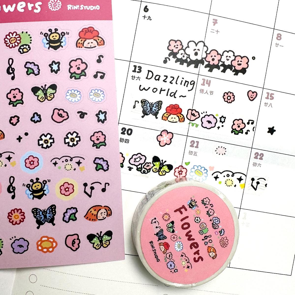 Flowers mini Washi Tape - RiN! Studio