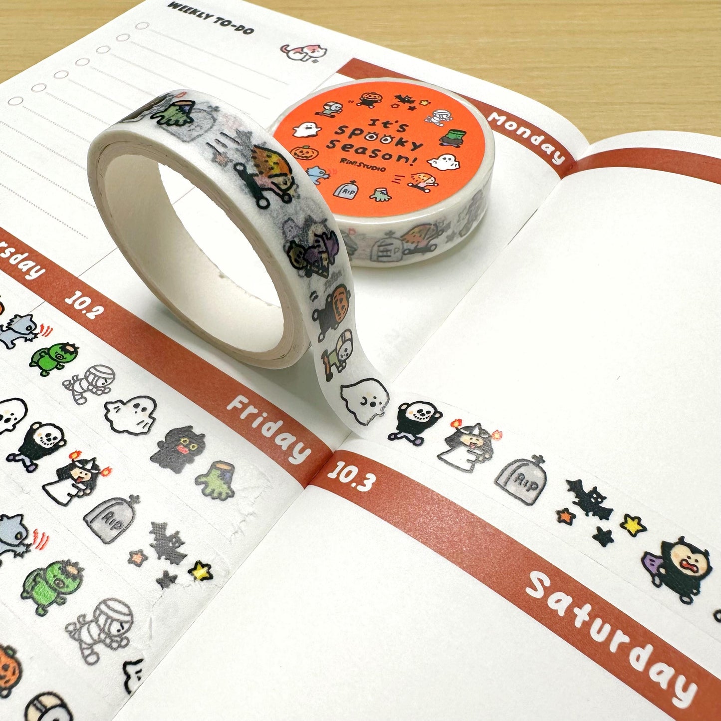 Hollaween mini Washi Tape - spooky season horror character RiN! Studio