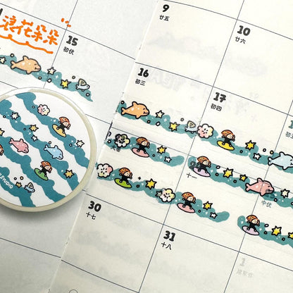 Wave mini Washi Tape - Surfing Beach decoration tape RiN! Studio