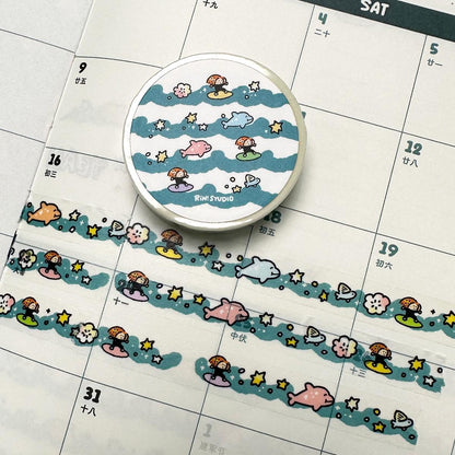 Wave mini Washi Tape - Surfing Beach decoration tape RiN! Studio