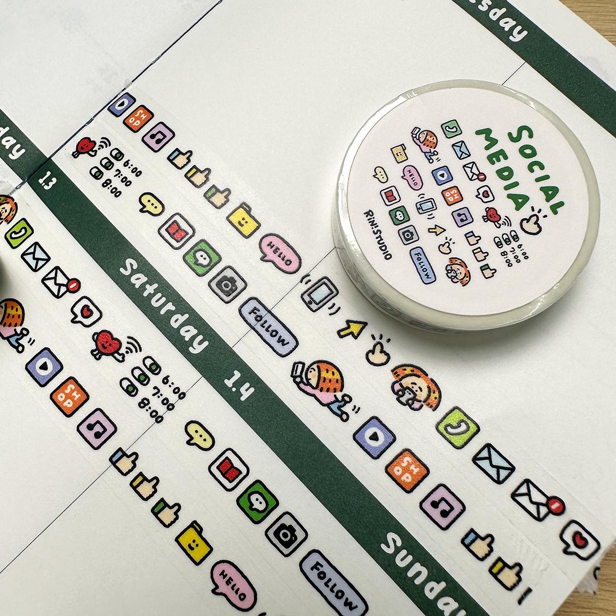 Social Media mini Washi Tape - on my phoe decoration tape RiN! Studio