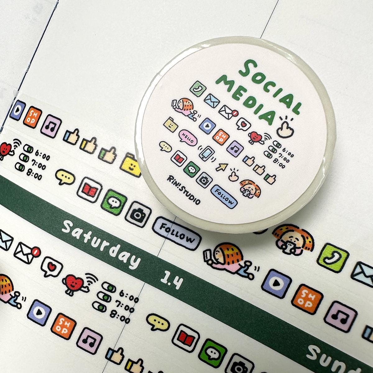 Social Media mini Washi Tape - on my phoe decoration tape RiN! Studio