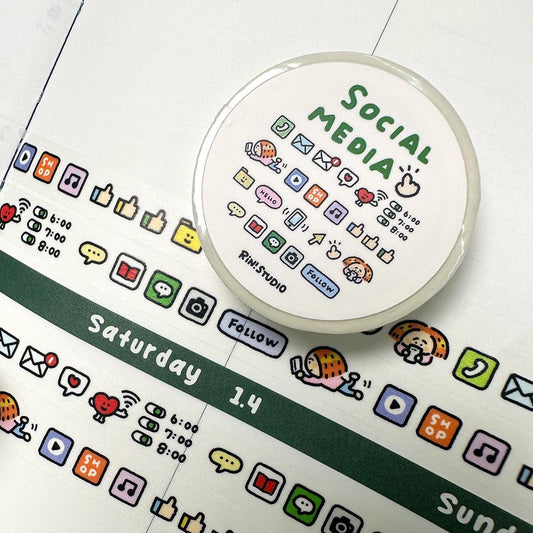 Social Media mini Washi Tape - on my phoe decoration tape RiN! Studio