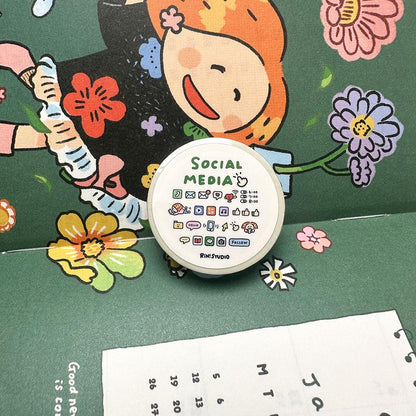 Social Media mini Washi Tape - on my phoe decoration tape RiN! Studio