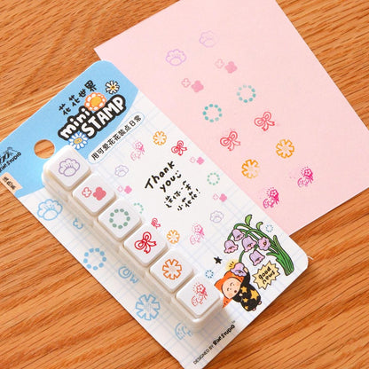 RiN Studio Mini 6 in 1 Stamps - Flower - Portable size – kawaii mini stamp set for journaling
