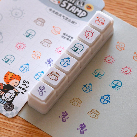 Mini 6 in 1 stamps - Weather - Portable size
