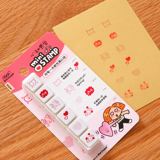 Mini 6 in 1 stamps - Heart - Portable size