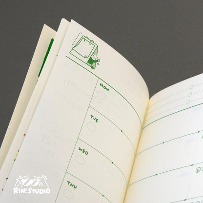 Traveler's Notebook Refill Daily, Weekly, Monthly Planner by RiN Studio – close-up of kawaii illustration detail