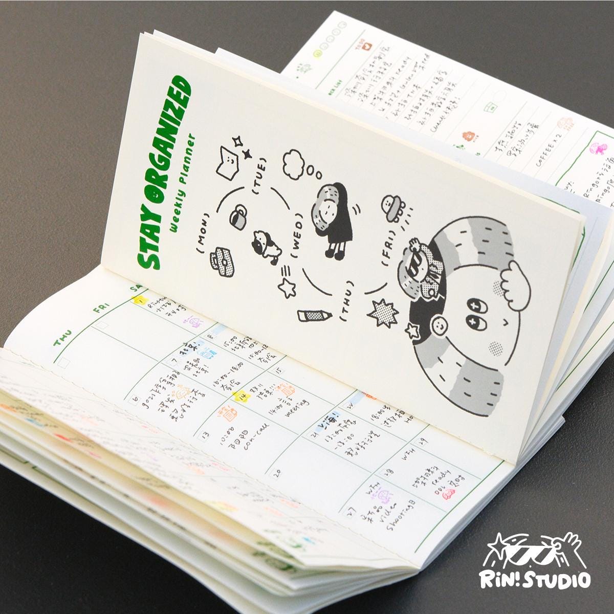 Traveler's Notebook Refill Daily, Weekly, Monthly Planner by RiN Studio – in use with planner layout