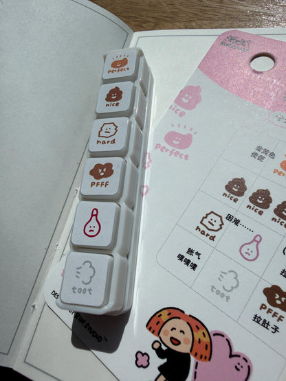 Mini 6 in 1 stamps - Poop - Portable size