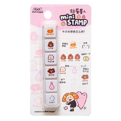 Mini 6 in 1 stamps - Poop - Portable size