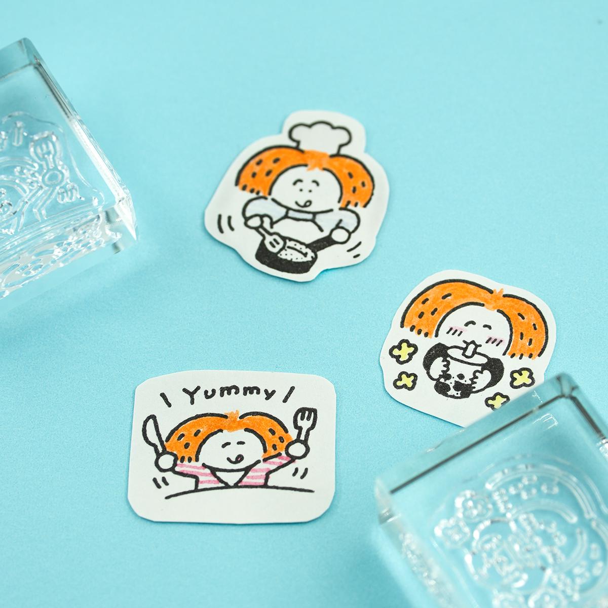 King Jim Kitta Stamp - Clear See through Stamps - Yummy/Bubble Tea/Cooking - Large