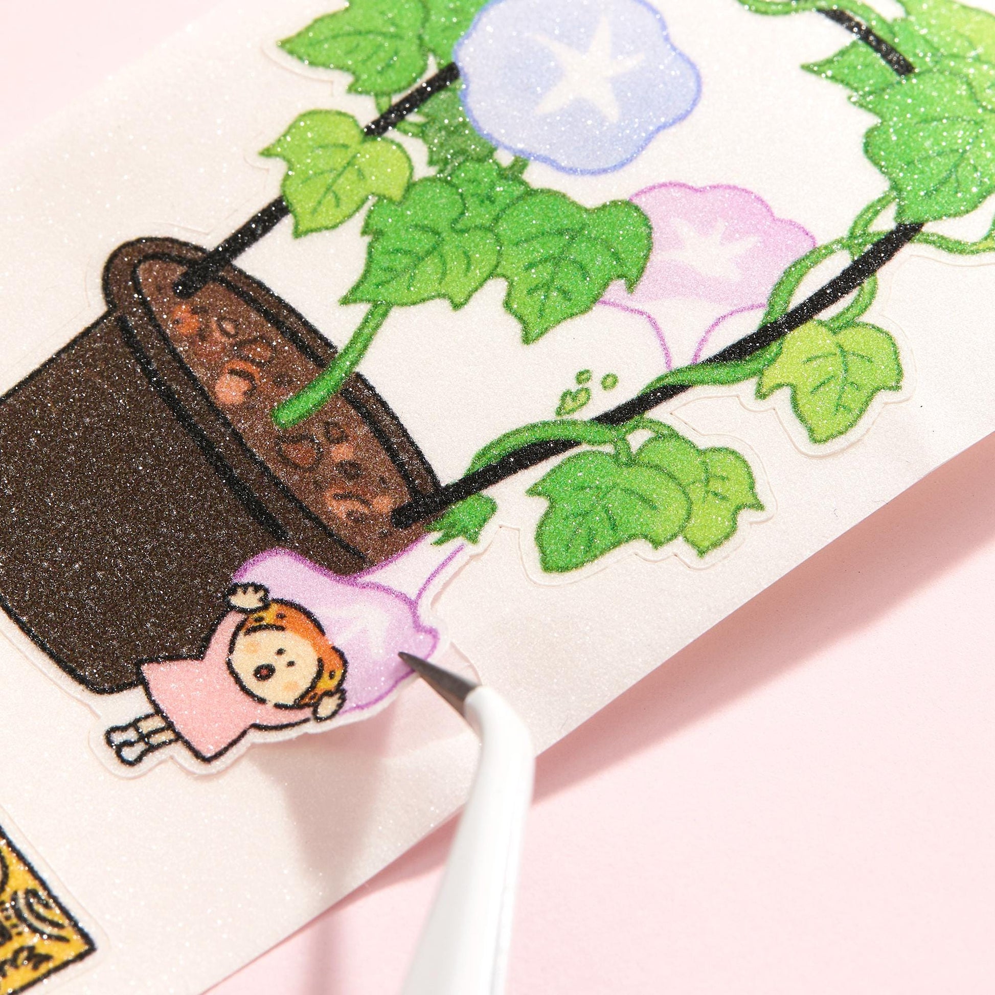 Kisscut Washi Tape - Dazzling World by RiN Studio – close-up of kawaii illustration detail