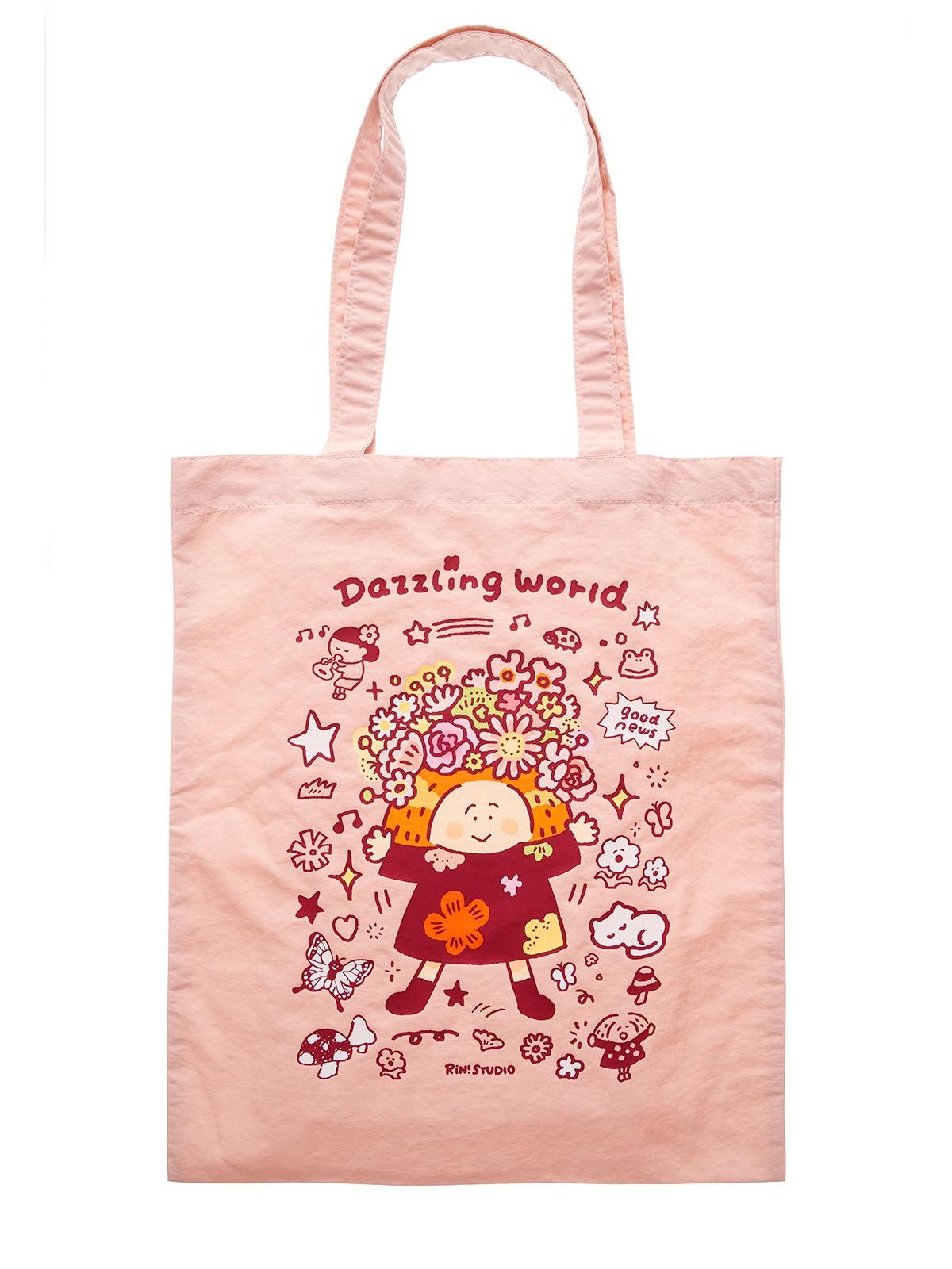Nylon Tote Bag by RiN Studio – close-up of kawaii graphic print