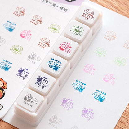 Mini 6 in 1 stamps - Drinks - Portable size