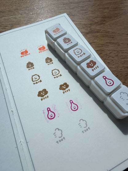 Mini 6 in 1 stamps - Poop - Portable size