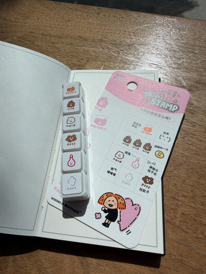 Mini 6 in 1 stamps - Poop - Portable size