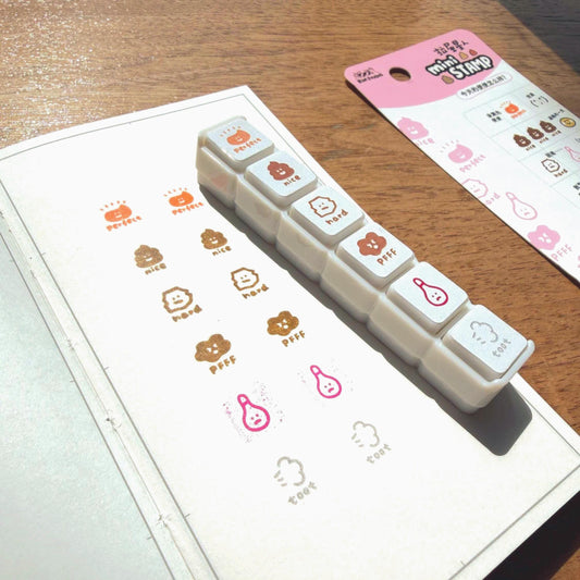 Mini 6 in 1 stamps - Poop - Portable size