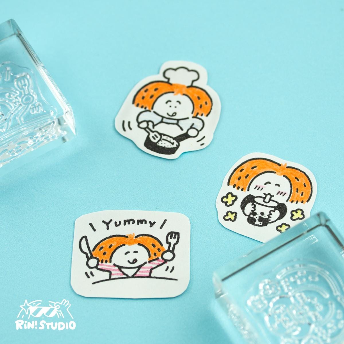 King Jim Kitta Stamp - Clear See through Stamps - Yummy/Bubble Tea/Cooking - Large