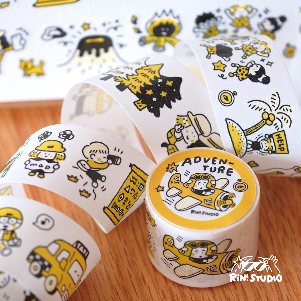 Kisscut Washi Tape - Adventure by RiN Studio – close-up of kawaii illustration detail