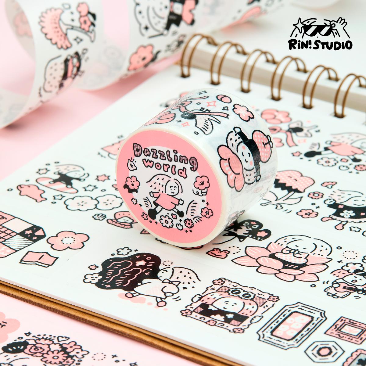 RiN Studio Flower Washi Tape - Dazzling World – kawaii washi tape for journaling and scrapbooking