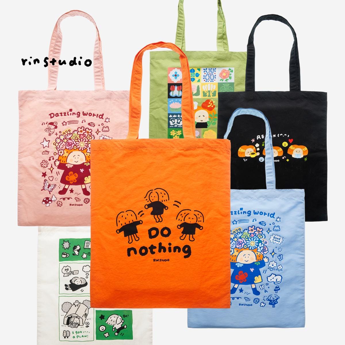 RiN Studio Nylon Tote Bag – kawaii graphic nylon tote bag