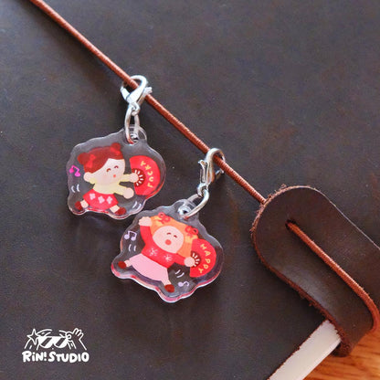 Mini Acrylic Charms Set of 2 | TN planner Charm | Chinese Food, Mahjong, Kawaii Bag Keychain