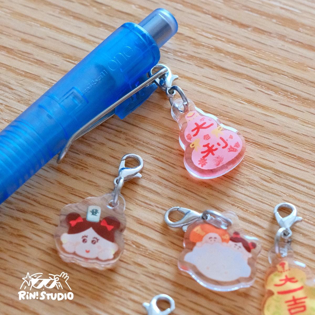Mini Acrylic Charms Set of 2 | TN planner Charm | Chinese Food, Mahjong, Kawaii Bag Keychain