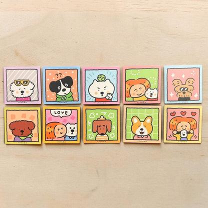 Kawaii Dog Stickers, Waterproof Vinyl Decals, Laptop Journal Art (50mm x 50mm) - RiN! Studio