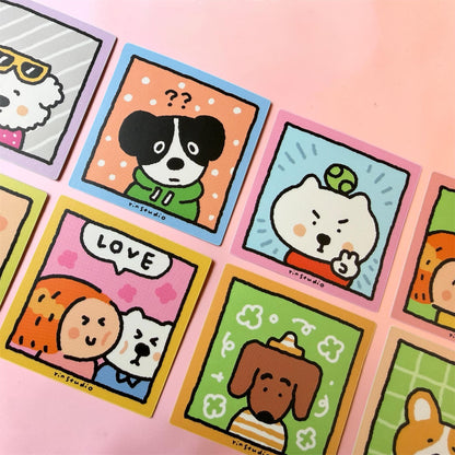 Kawaii Dog Stickers, Waterproof Vinyl Decals, Laptop Journal Art (50mm x 50mm) - RiN! Studio