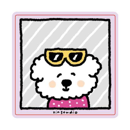 Kawaii Dog Stickers, Waterproof Vinyl Decals, Laptop Journal Art (50mm x 50mm) - RiN! Studio