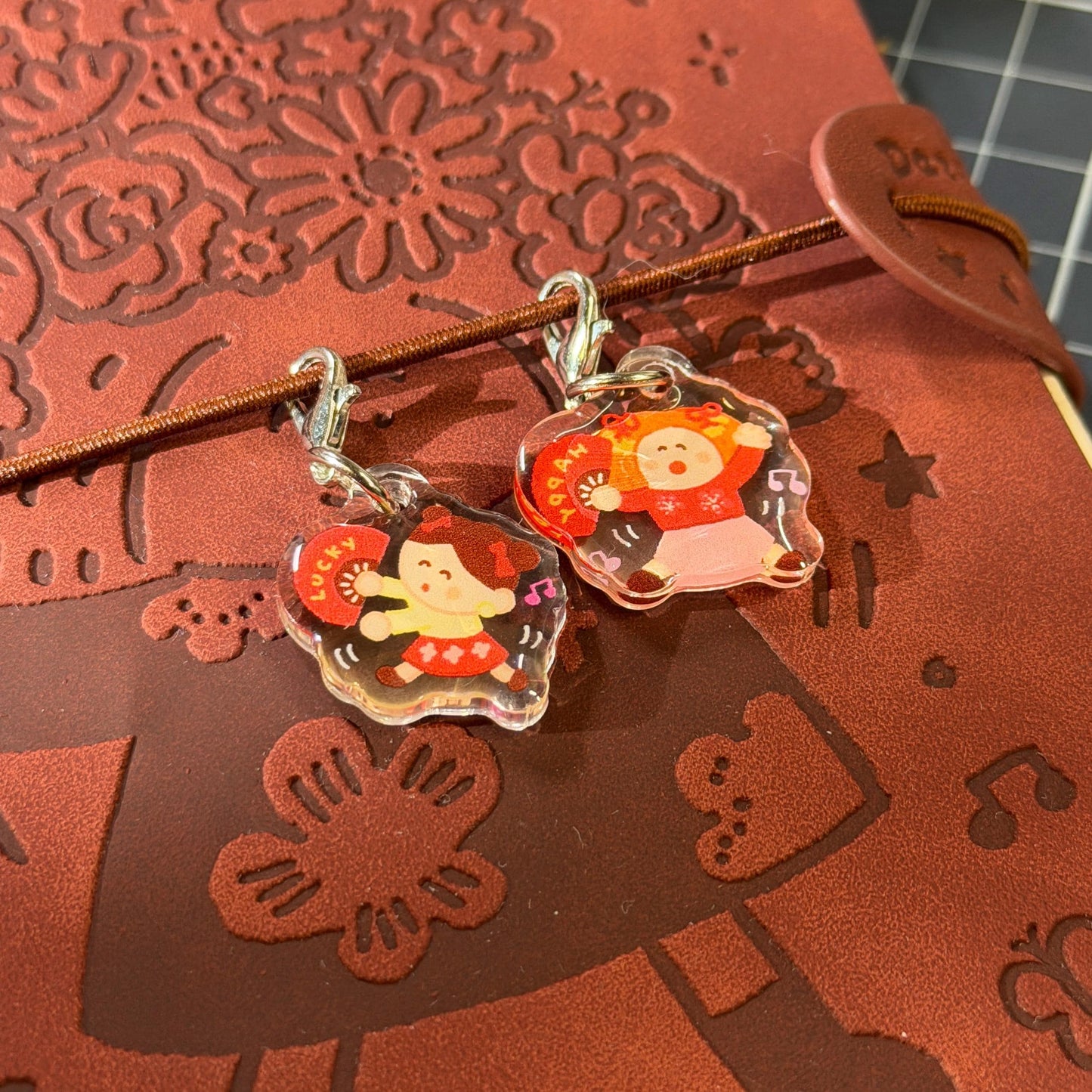 Mini Acrylic Charms Set of 2 | TN planner Charm | Chinese Food, Mahjong, Kawaii Bag Keychain