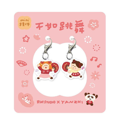 Mini Acrylic Charms Set of 2 | TN planner Charm | Chinese Food, Mahjong, Kawaii Bag Keychain