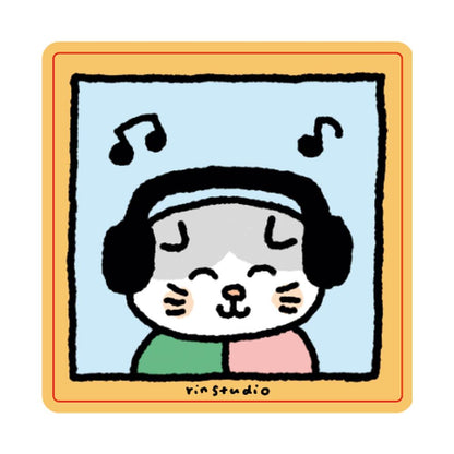 Kawaii Cat Sticker, Kitten Vinyl Decal, Kitty Lover Gift - RiN! Studio