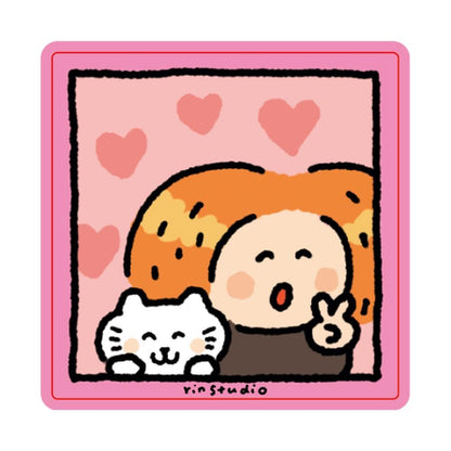 Kawaii Cat Sticker, Kitten Vinyl Decal, Kitty Lover Gift - RiN! Studio