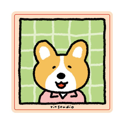 Kawaii Dog Stickers, Waterproof Vinyl Decals, Laptop Journal Art (50mm x 50mm) - RiN! Studio