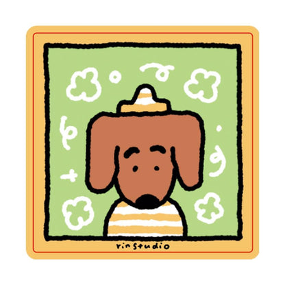 Kawaii Dog Stickers, Waterproof Vinyl Decals, Laptop Journal Art (50mm x 50mm) - RiN! Studio