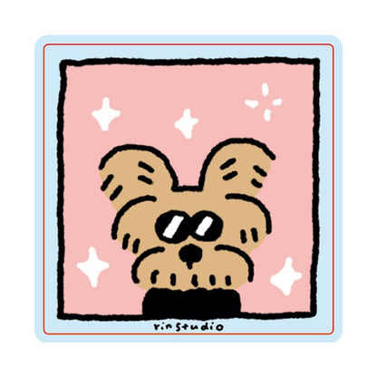 Kawaii Dog Stickers, Waterproof Vinyl Decals, Laptop Journal Art (50mm x 50mm) - RiN! Studio