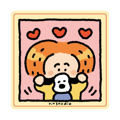 Kawaii Dog Stickers, Waterproof Vinyl Decals, Laptop Journal Art (50mm x 50mm) - RiN! Studio