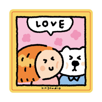 Kawaii Dog Stickers, Waterproof Vinyl Decals, Laptop Journal Art (50mm x 50mm) - RiN! Studio
