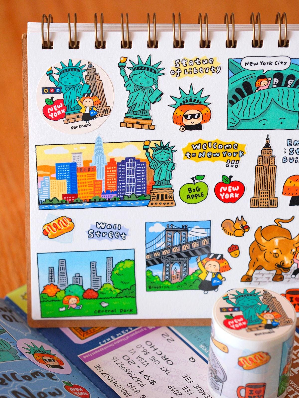 New York City Die Cut Washi Tape, Kisscut NYC stickers - Kawaii Stationery - RiN! Studio
