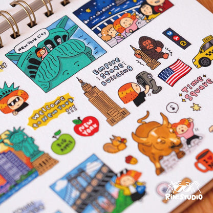 New York City Die Cut Washi Tape, Kisscut NYC stickers - Kawaii Stationery - RiN! Studio