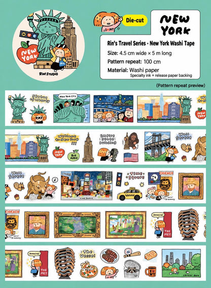 New York City Die Cut Washi Tape, Kisscut NYC stickers - Kawaii Stationery - RiN! Studio