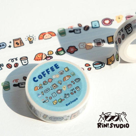 Kawaii Coffee Washi Tape: Mini Emoji Stickers, Scrapbooking Craft Tape