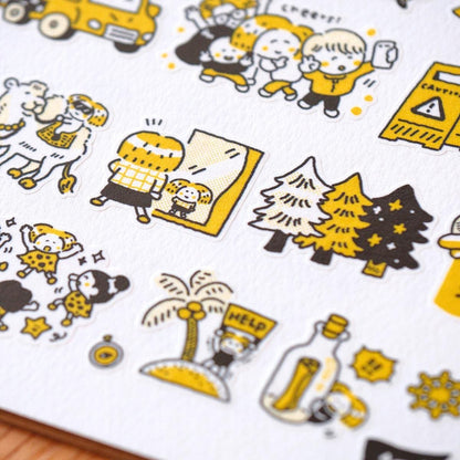 Kisscut Washi Tape - Advanture | Monochrome Yellow Theme | Die cut Journal Tape | RiN! Studio